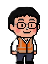 穿著防災背心的 Gene